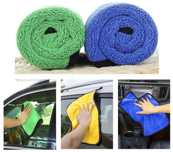 SOFTMATE Combo Pack of 3 Microfiber Car Cleaning Cloth Set, Double-Sided 600 GSM, 40 cm x 40 cm - Image 4