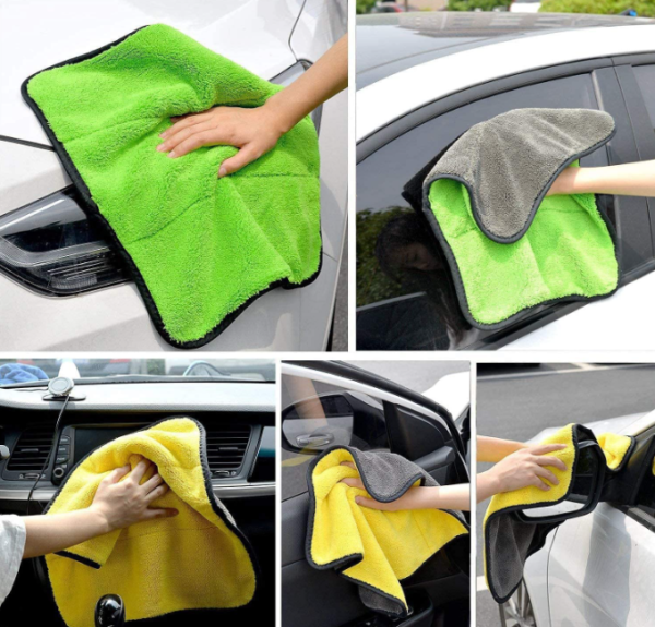 SOFTMATE Combo Pack of 3 Microfiber Car Cleaning Cloth Set, Double-Sided 600 GSM, 40 cm x 40 cm - Image 2