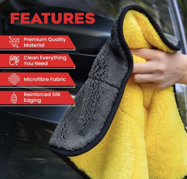 SoftMate Microfiber Car Cleaning Cloth – Double-Sided, Extra Thick Plush (800 GSM) – Pack of 2 - Image 2