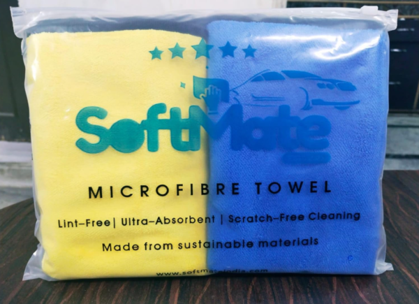 SoftMate Microfiber Car Cleaning Cloth – Double-Sided, Extra Thick Plush (800 GSM) – Pack of 2 - Image 4